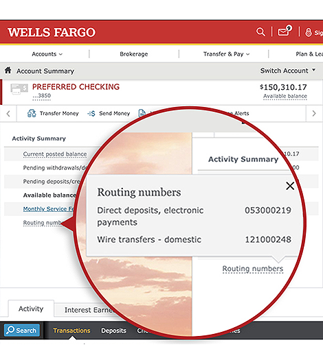 wells fargo address for routing number 121000248